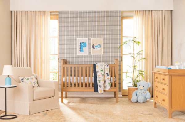 Aghosh 2-in-1 Convertible Crib - Converts to Toddler Bed (BLUE DECORATIVE HARDWARE)