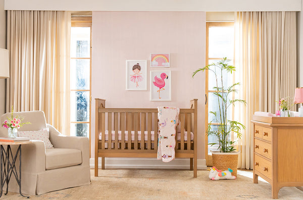Aghosh 2-in-1 Convertible Crib - Converts to Toddler Bed (PINK DECORATIVE HARDWARE)