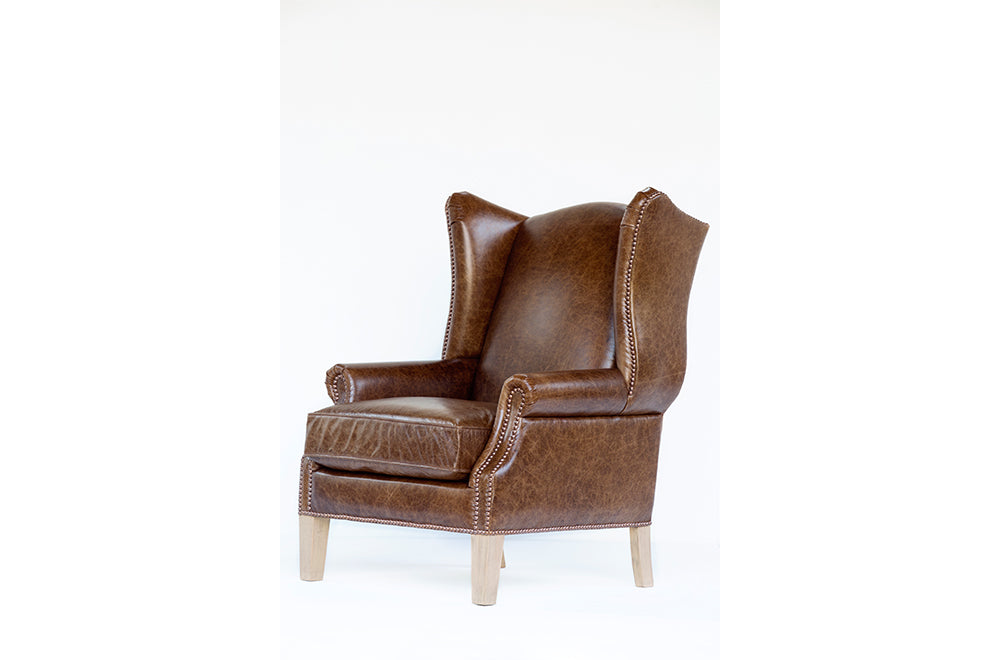 Nadir Wing Back Chair (In Leather) (Each) – Oak and Teak